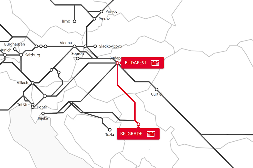 TransFER Budapest–Belgrade Karte