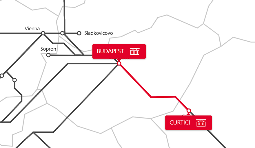 Map Budapest-Curtici